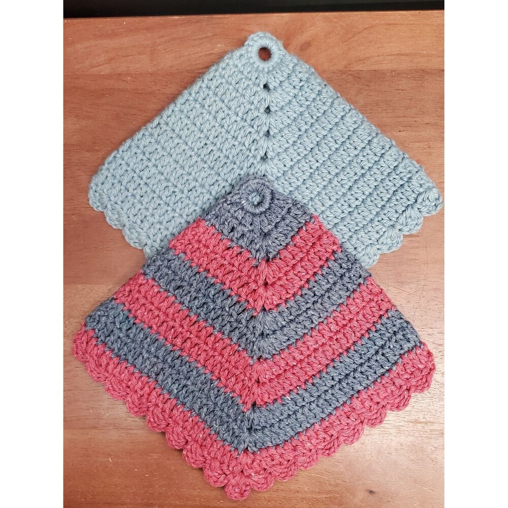 Handmade Granny Core Double Crochet Cotton Potholders Hot Pads Trivet